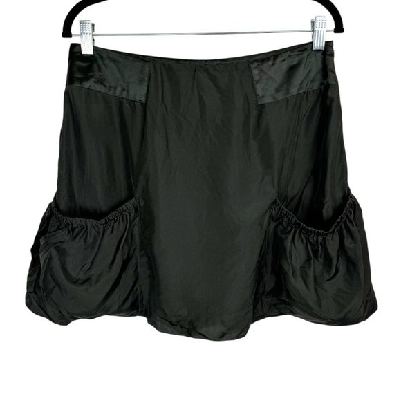 Prada Dresses & Skirts - Prada 100% Silk Bubble Pockets Mini Skirt Sz 42 Dark Olive Satin